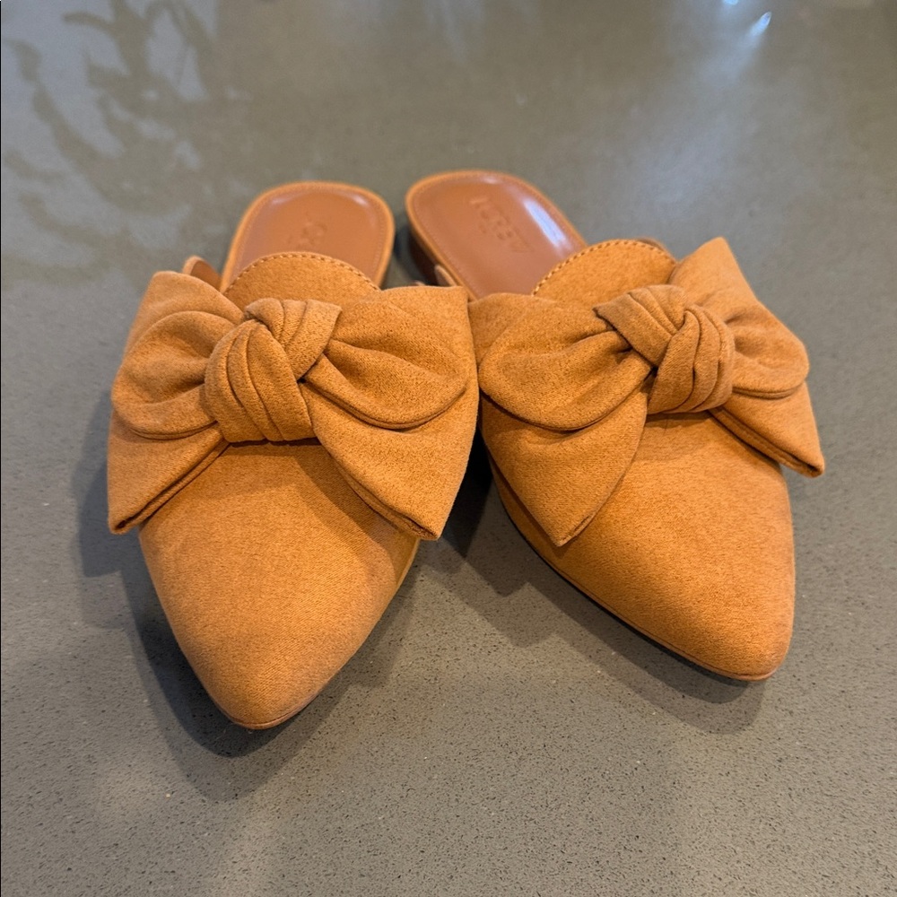 J. Crew Suede Pointed-Toe Mule with Bow in Tan - Picture 3 of 6